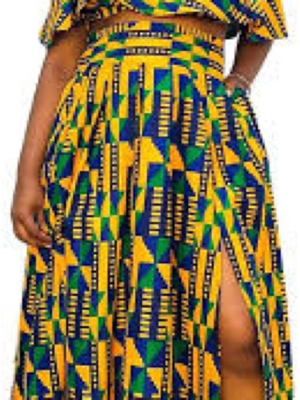 Shenbolen Women's Off-the-Shoulder crop top and Maxi skirt with Slit!